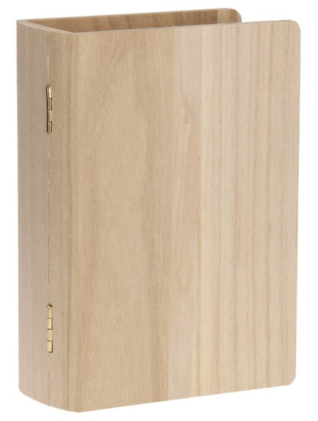 Paulownia Wooden Book Shape Box 20cmx14.cmx6.9cm Single Compartment Craft Box