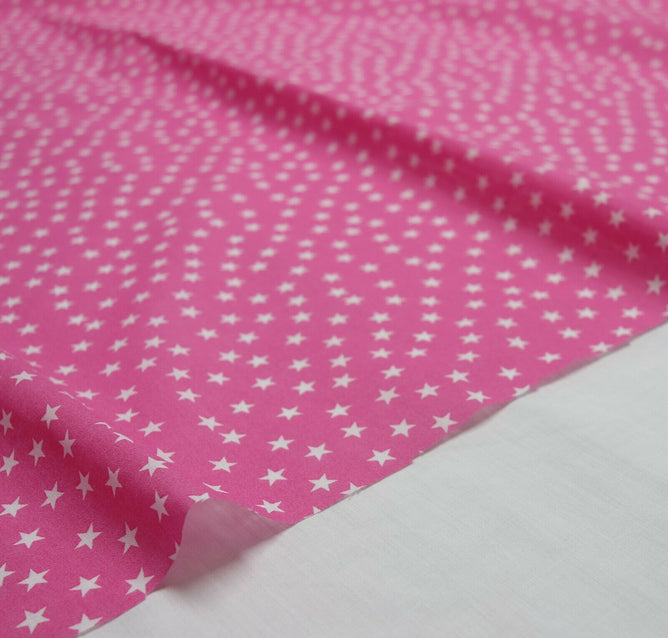 Shiny Stars Pink Shabby Chic Polycotton Floral Fabric