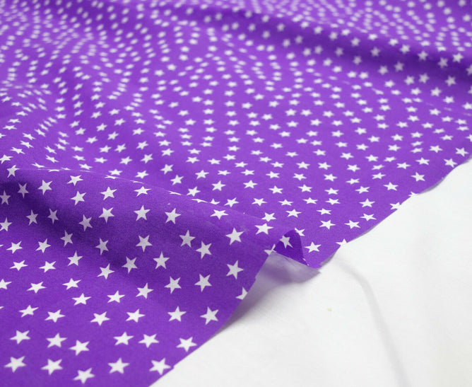 Shiny Stars Purple Shabby Chic Polycotton Floral Fabric Sold By Half Metre