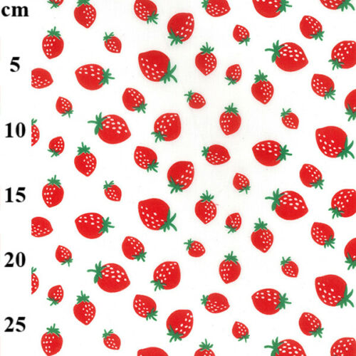 Strawberries Large White Red Polycotton Children Fabric