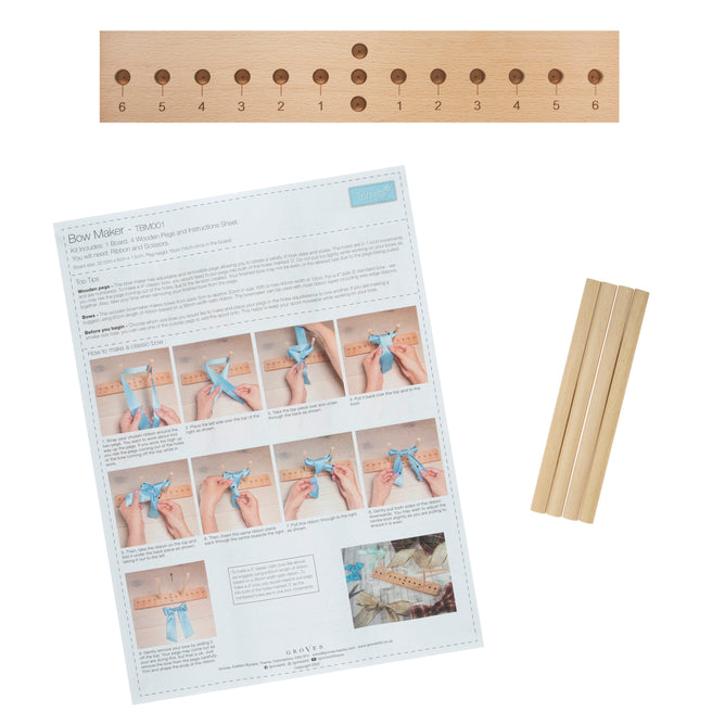 Bow Maker Adjustable Wooden Instructions Sheet 4 Pegs