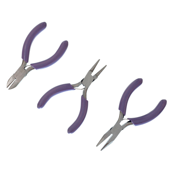 Mini Pliers Set | Side Cutter, Round Nose and Chain Nose Pliers | Versatile Jewellery Making