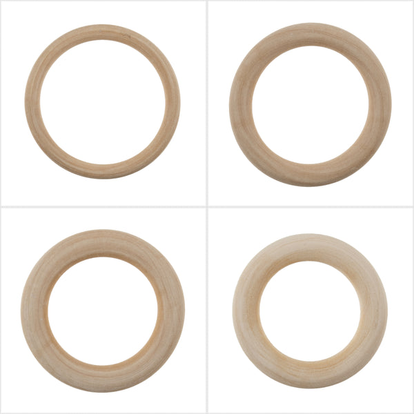 5 x Trimits Beech Wooden Round Ring Hoop Crocheting Macramé Crafts - Select Size