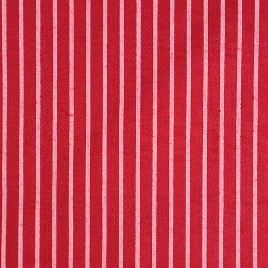 Ticking Stripes Cherry Shabby Chic Polycotton Floral Fabric