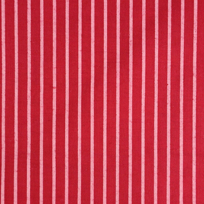 Ticking Stripes Cherry Shabby Chic Polycotton Floral Fabric