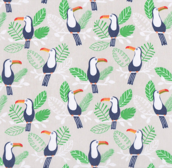 Toucans Natural Polycotton Children Fabric Choose Size