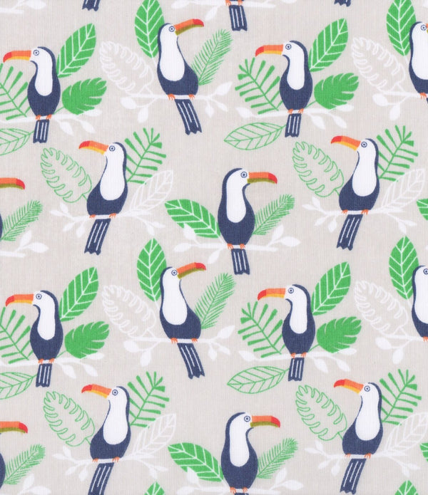 Toucans Natural Polycotton Children Fabric Choose Size