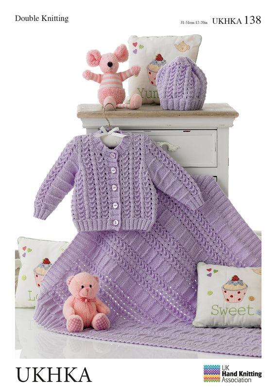 Double Knitting Pattern Cardigans Hat Blanket 0 To 1 years 31-51 cm 12-20 inches - Hobby & Crafts
