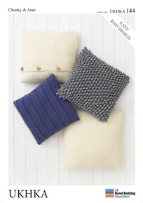4 x Chunky Aran Knitting Pattern Assorted Size Cushion Covers - Hobby & Crafts