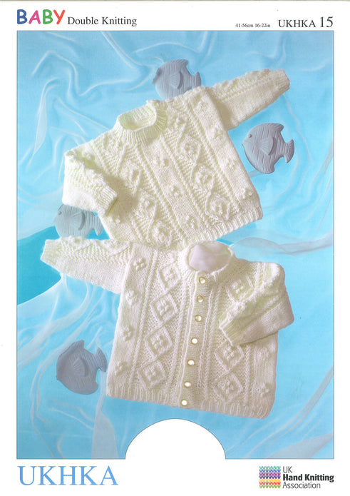 Double Knitting Crocheting Pattern Sweater Cardigan 0 To 2 Years 41-56 cm 16-22 inches - Hobby & Crafts