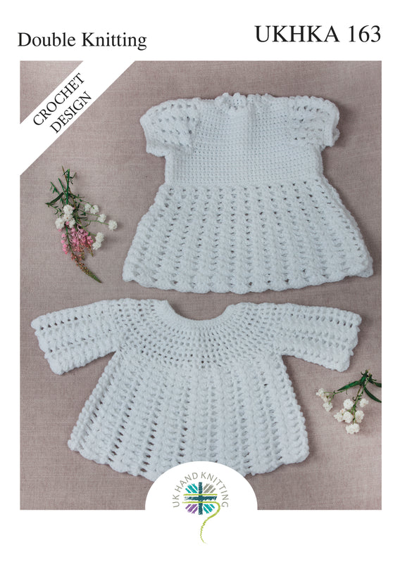 Double Knitting Crocheting Pattern Dresses 0 To 2 Years 48.5-53.5 cm 19-21 inches - Hobby & Crafts