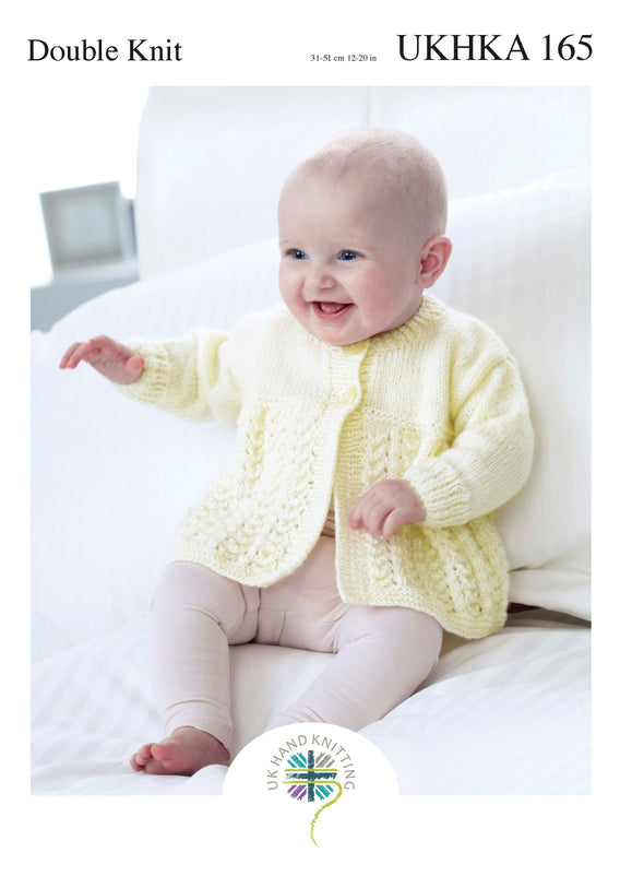 Double Knitting Pattern Lace Detail Cardigan 0 To 1 years 31-51 cm 12-20 inches - Hobby & Crafts