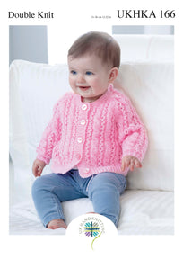 Double Knitting Pattern Pink Lace Detail Cardigan 0 To 1 years 31-51 cm 12-20 inches - Hobby & Crafts