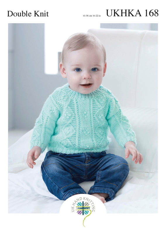 Double Knitting Pattern Cabled Detail Jumper 0 To 2 years 41-56 cm 16-22 inches - Hobby & Crafts