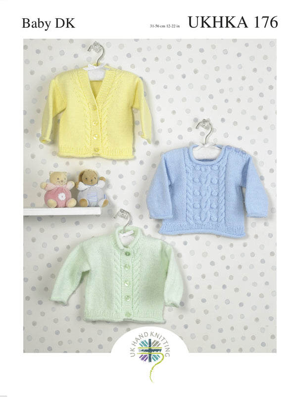 Double Knitting Pattern Cardigans Jumper 0 To 1 years 31-56 cm 12-22 inches - Hobby & Crafts