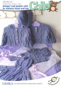 Double Knitting Pattern Jumper Jacket Hat 0 To 6 years 40-66 cm 16-26 inches - Hobby & Crafts