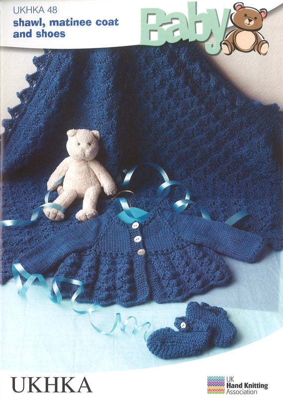 Knitting Pattern Shawl Matinee Coat Shoes 0 to 1 Years 36-46 cm 14-18 inches - Hobby & Crafts