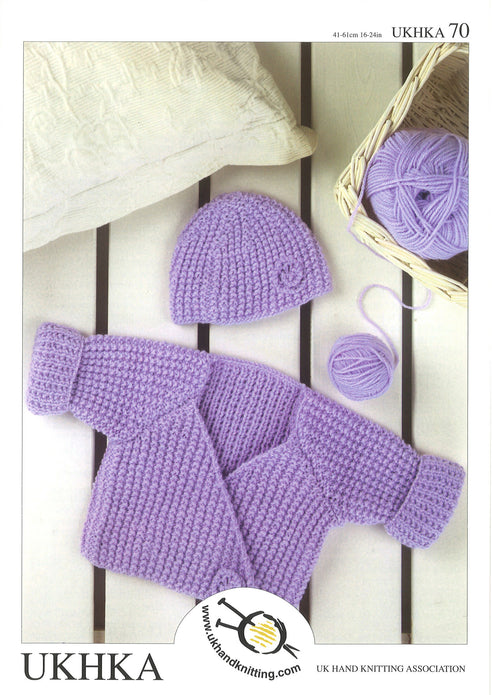 Knitting Pattern Wrap Cardigan Hat 0 to 4 Years 41-61 cm 16- 24 inches - Hobby & Crafts