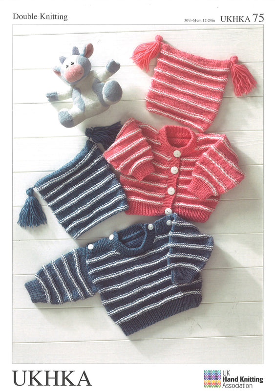 Double Knitting Pattern Sweater Cardigans Hat 0 To 4 years 30.5-61 cm 12-24 inches - Hobby & Crafts