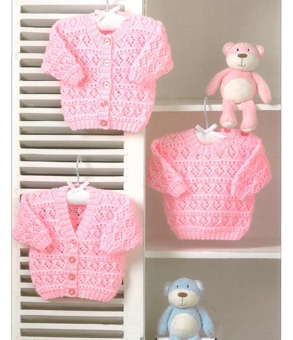 Double Knitting Pattern Cardigans Sweaters 0 To 2 years 31-51 cm 12-20 inches - Hobby & Crafts