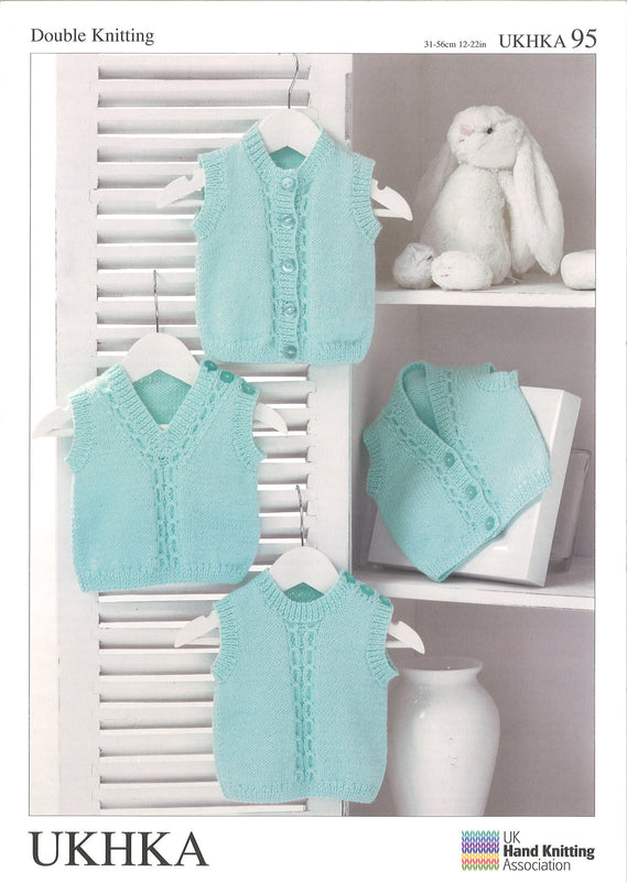 Double Knitting Pattern Waistcoats Slipovers 0 To 2 years 31-56 cm 12-22 inches - Hobby & Crafts