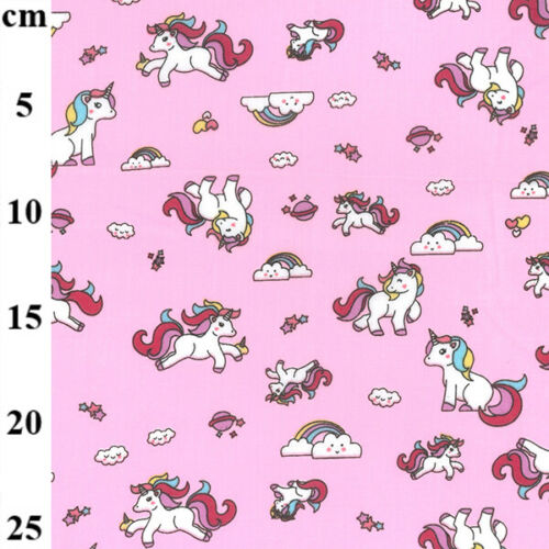 Unicorn In Space Pink Polycotton Children Fabric