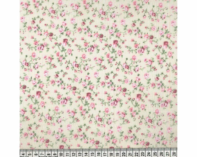 Vintage Beige Shabby Chic Polycotton Floral Fabric