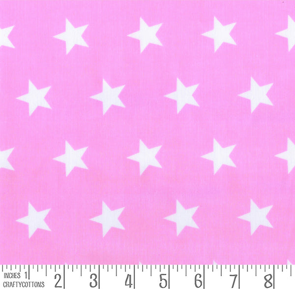 White Stars Polycotton Children Fabric Choose Size