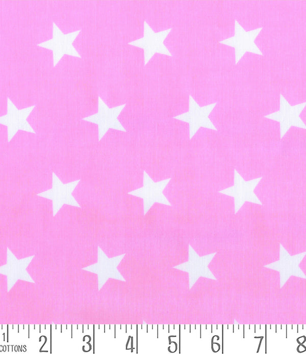 White Stars Polycotton Children Fabric Choose Size