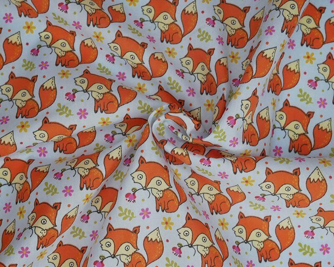 Woodland Foxes Cream Polycotton Children Fabric Choose Size