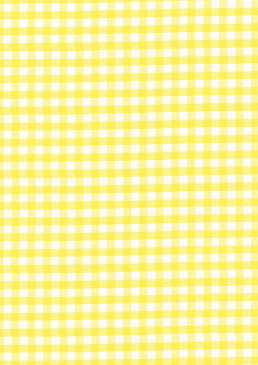 Yellow Gingham Polycotton 1/4" Checked Fabric Select Size 112cm Wide