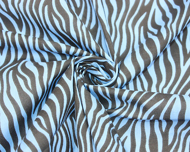 Zebra Print Blue Polycotton Children Fabric