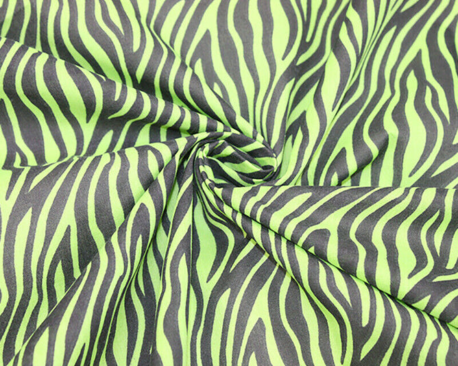 Zebra Print Green Polycotton Children Fabric