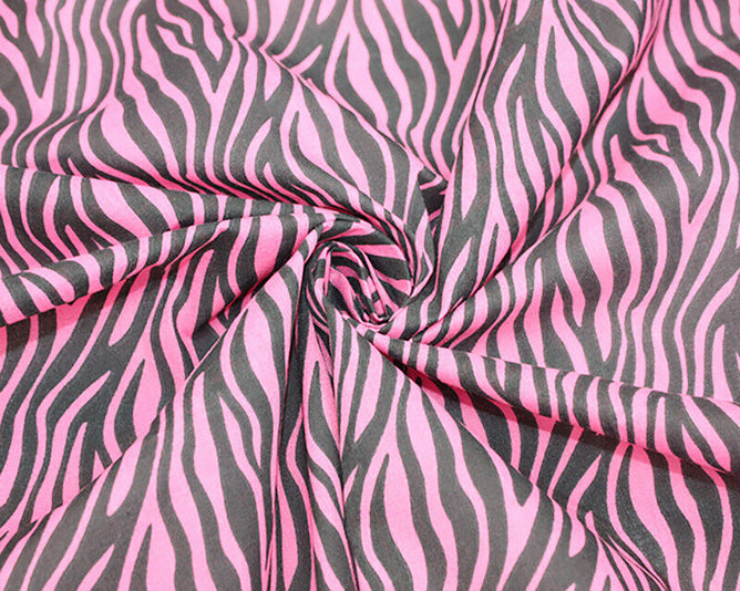 Zebra Print Pink Polycotton Children Fabric