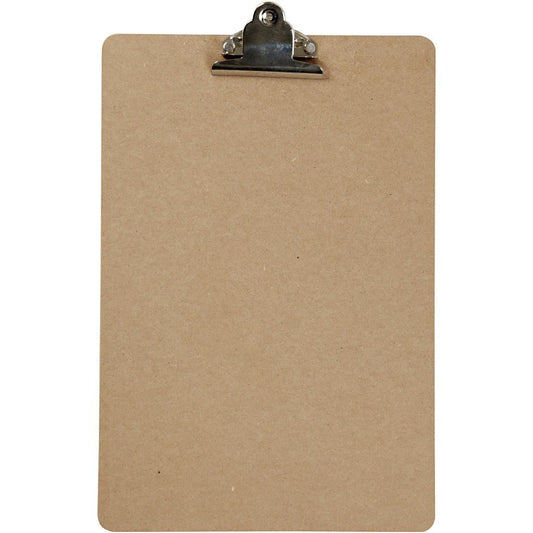 A4 Dark Brown MDF Clipboard With Metal Clip 23cm x 34cm Writing Drawing Accessories - Home - Crafts