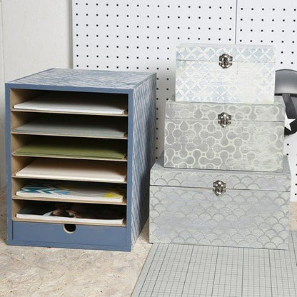 A4 Paper Card Storage Filing Cabinet MDF Wood Wooden Strong 6 Shelves 1 Drawer - Home - Crafts