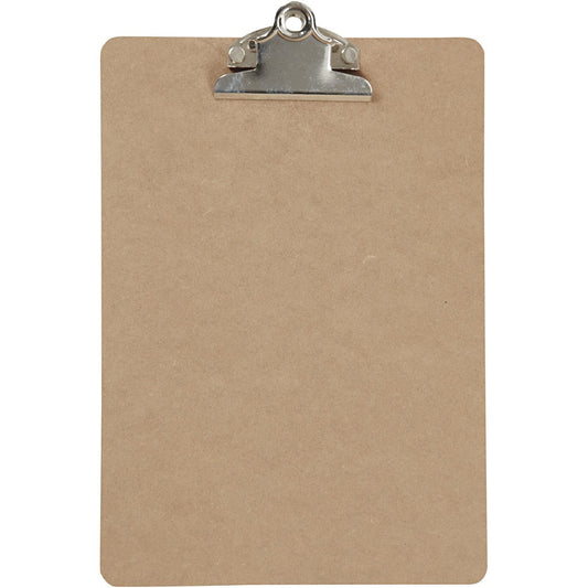 A5 Dark Brown MDF Clipboard With Metal Clip 19cm x 27cm Writing Drawing Accessories - Home - Crafts