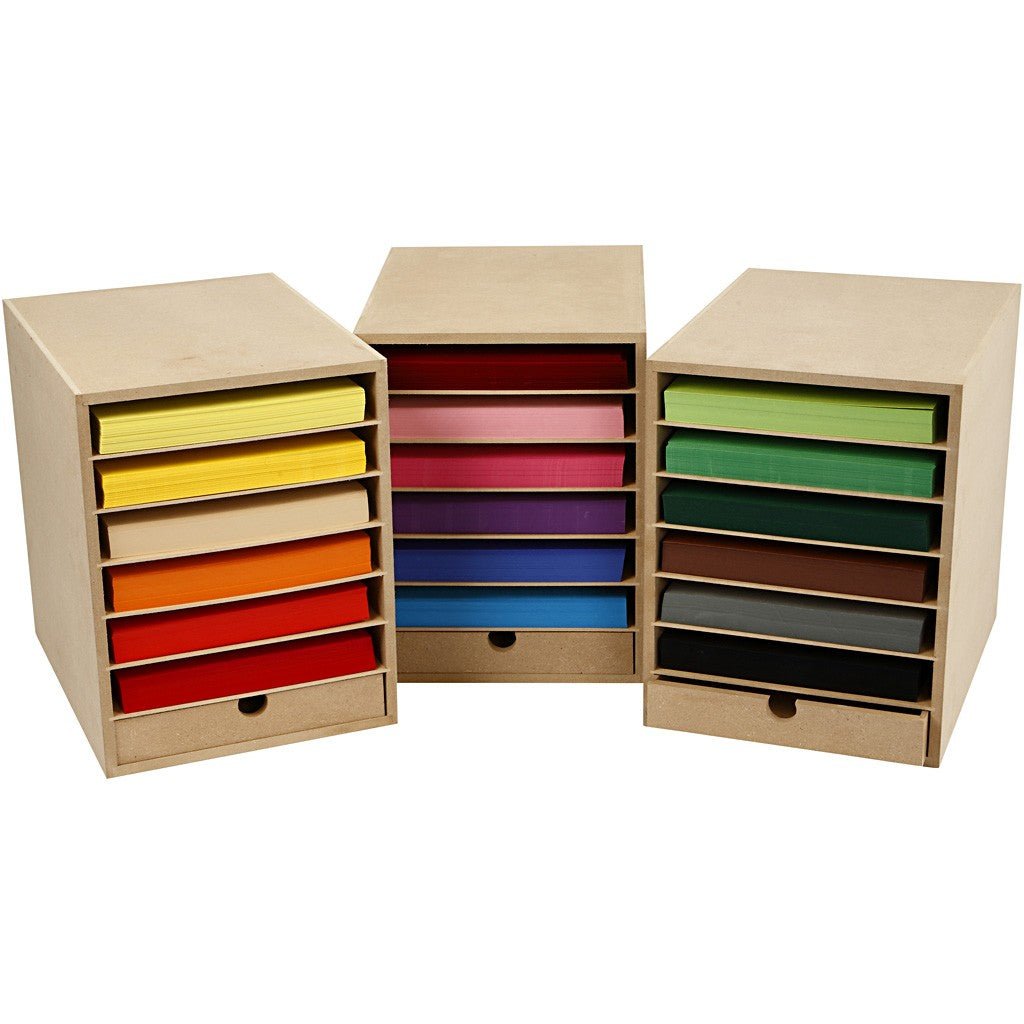 A5 Paper Card Storage Filing Cabinet MDF Wood Wooden Strong 6 Shelves 1 Drawer - Home - Crafts
