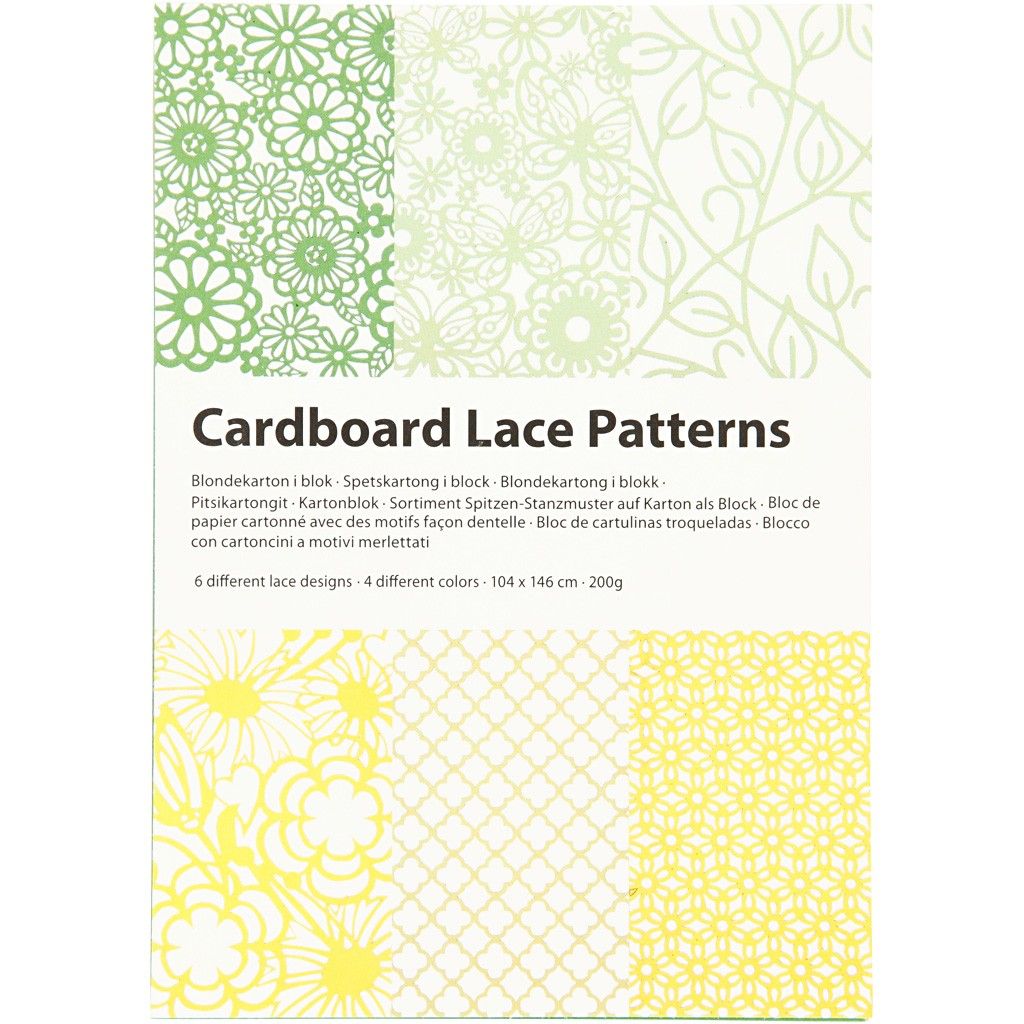 A5 x 24 Assorted Colour Different Design Lace Patterns Cardboard Sheets Pad 200g - Home - Crafts