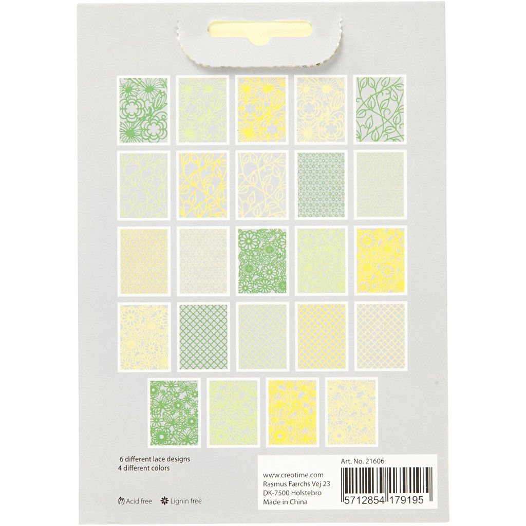 A5 x 24 Assorted Colour Different Design Lace Patterns Cardboard Sheets Pad 200g - Home - Crafts