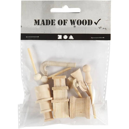 Adorable Paintable Miniature Wooden Accessories Ski Sledge Wheels Kitchen Pick