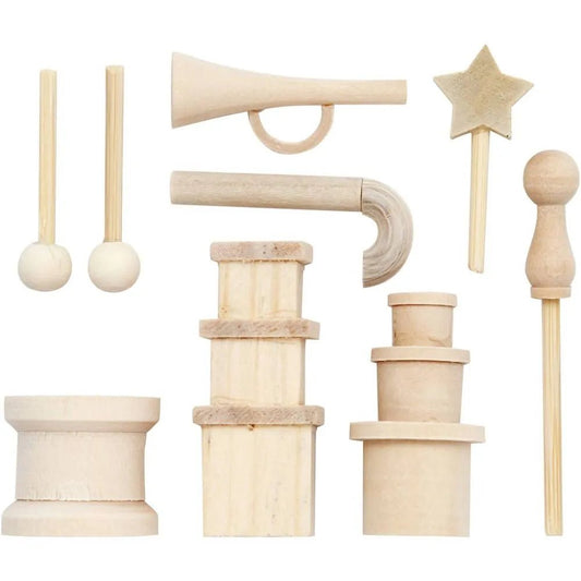 Adorable Paintable Miniature Wooden Accessories Ski Sledge Wheels Kitchen Pick