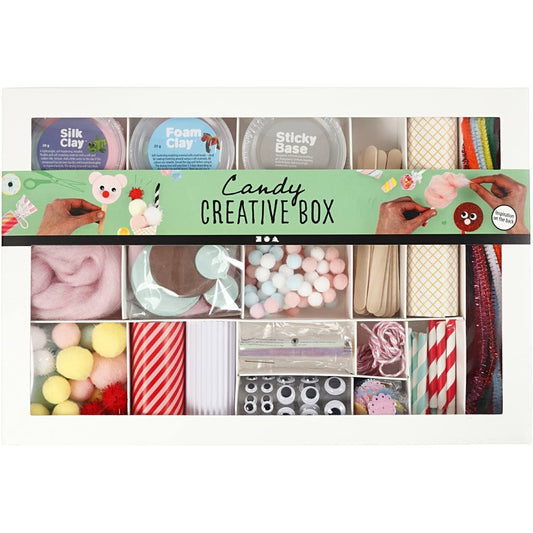 All-in-One Candy Creative Box : Foam Clay, Silk Clay, Pom-Poms & Fun Materials for Imaginative Projects