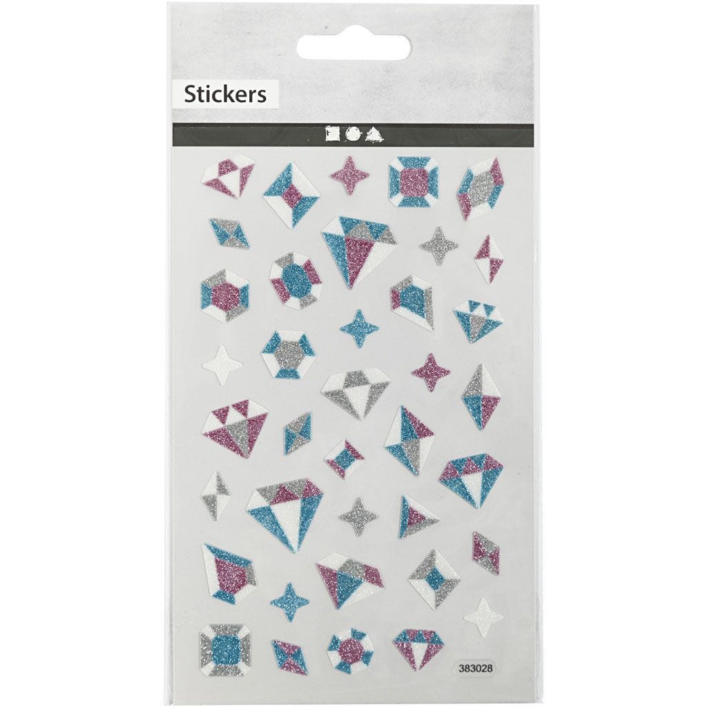Angular Shapes Glitter Stickers Sheet 10x16cm Sparkly Self-Adhesive Punched Greeting Cards Gift Tags