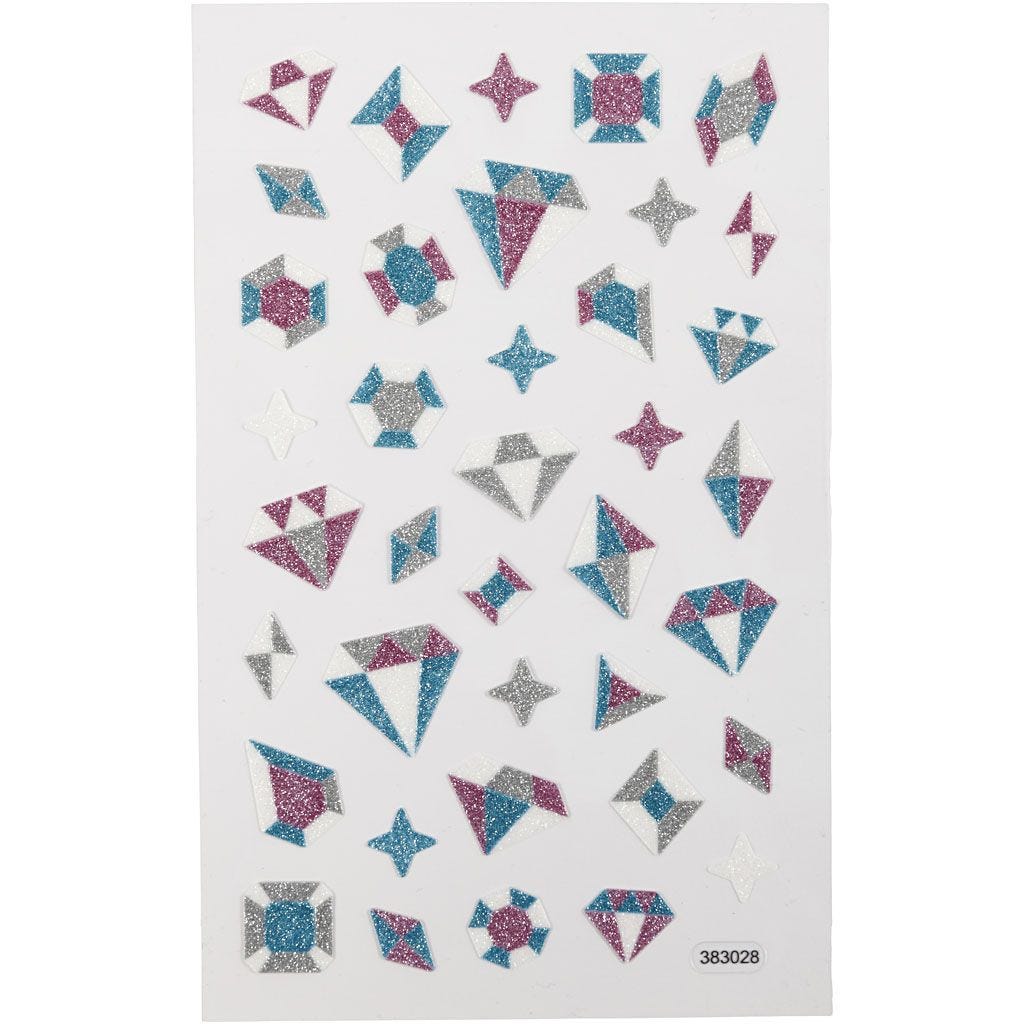 Angular Shapes Glitter Stickers Sheet 10x16cm Sparkly Self-Adhesive Pu ...