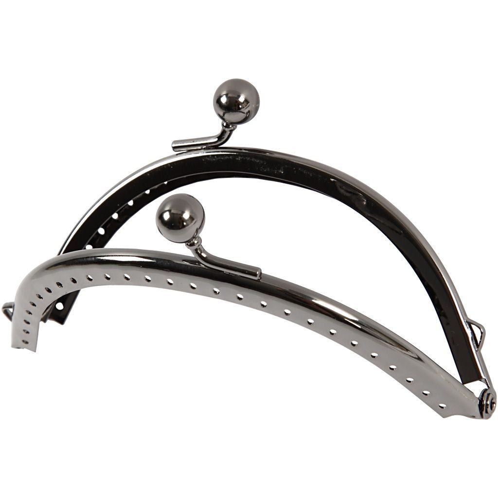Antique Silver Metallic Curved Purse Clasp Kit With Sewing Holes Bag Accessories - Home - Crafts