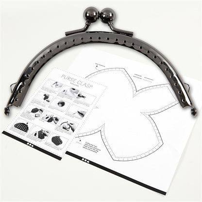 Antique Silver Metallic Curved Purse Clasp Kit With Sewing Holes Bag Accessories - Home - Crafts