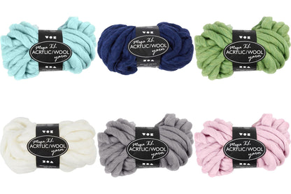 Assorted Colour Acrylic Wool Chunky Yarn Knitting Crocheting Crafts 15 mm 300 gm - Home - Crafts