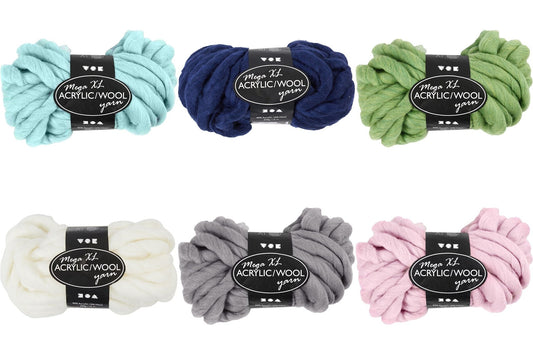 Assorted Colour Acrylic Wool Chunky Yarn Knitting Crocheting Crafts 15 mm 300 gm - Home - Crafts