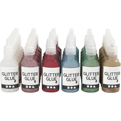 Assorted Colours Glitter Glue 36x25ml Office Supplies Decorations Crafts Designs